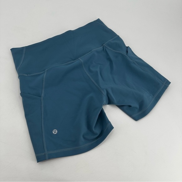 Lululemon Wunder Train High-Rise Short with Pockets 6" Utility Blue 12 - Picture 2 of 4